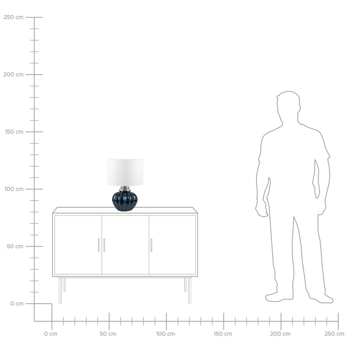TISCHLAMPE Neris 33/33/45 cm - Blau, Keramik (33/33/45cm) - Beliani