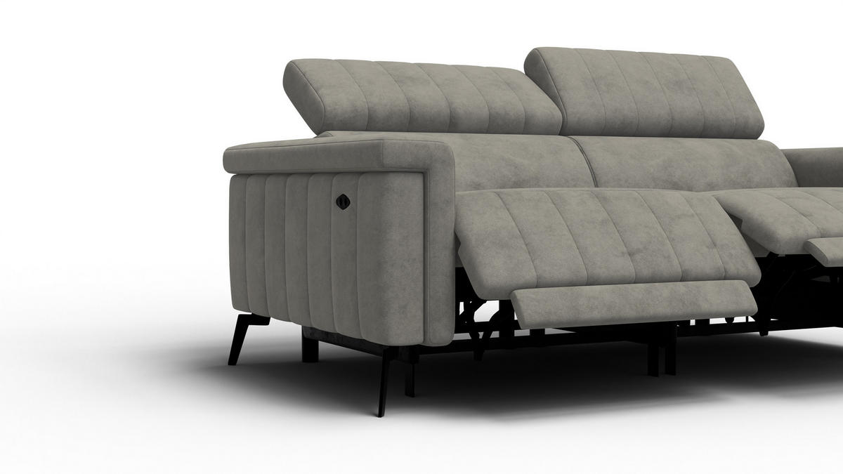 RELAXSOFA NORDEL 3-Sitzer, taupe - Taupe/Schwarz, Holz/Textil (194/80/105cm) - Courtois Laville