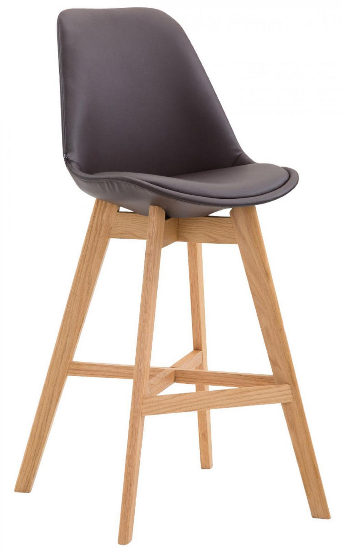 BARHOCKER 2er Set Lederlook braun - Eukalyptusholzfarben/Braun, Holz/Textil (48/112/56cm) - CLP