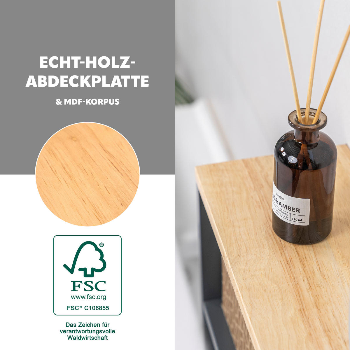 BAD-ROLLWAGEN, grau - Grau, Holz (50/79/15cm) - eluno