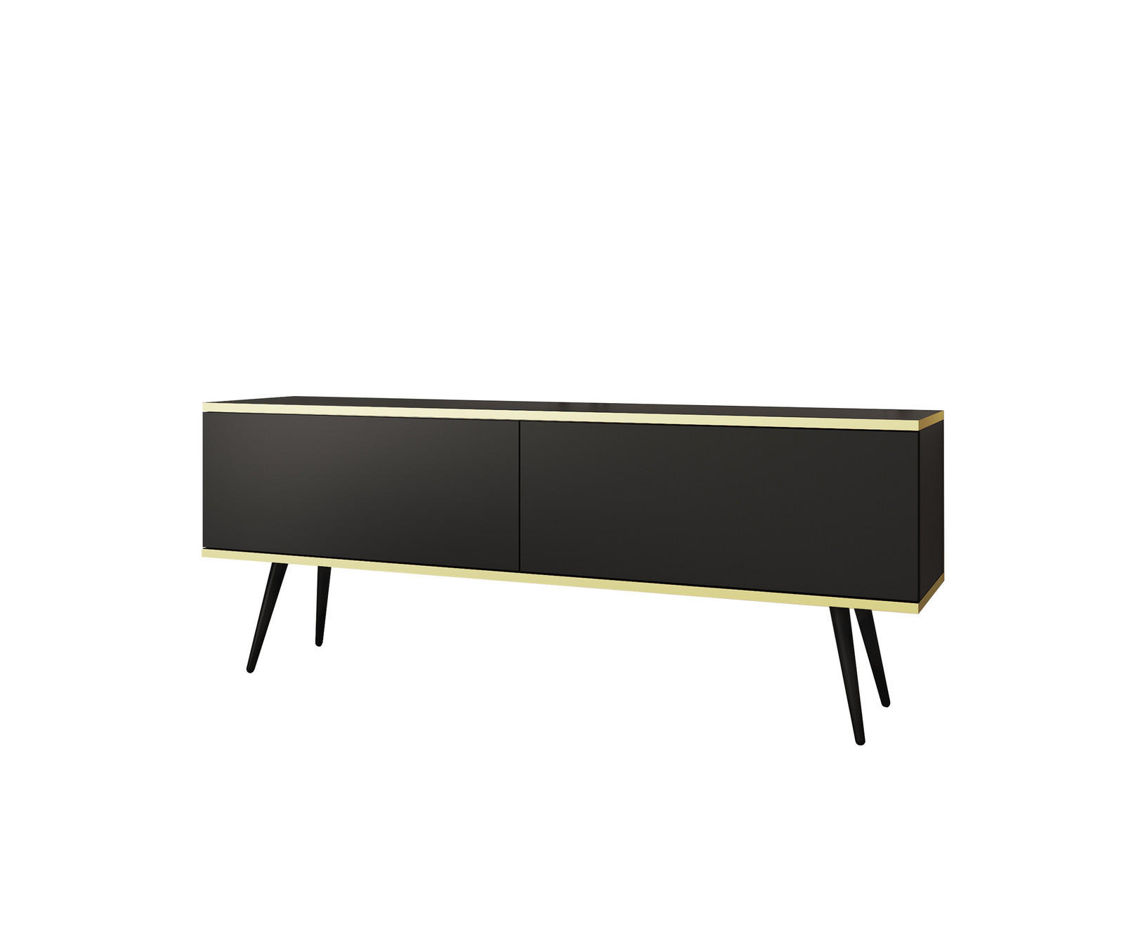 Ravio Tv-Lowboard Schwarz, Schwarz 135x53x32 cm