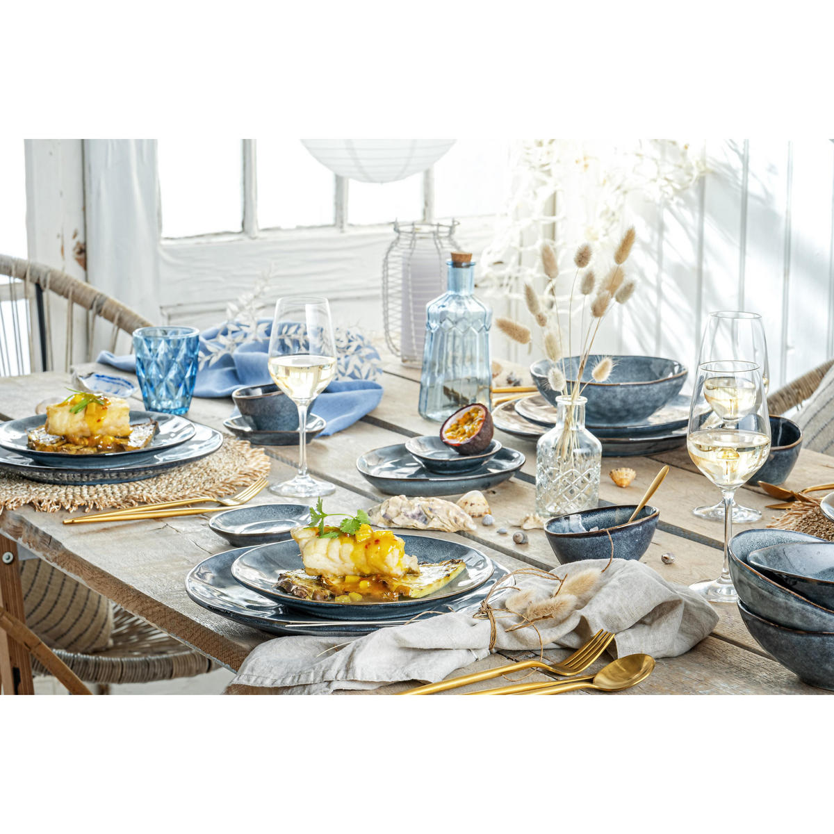 KOMBISERVICE DARWIN - 23 teilig aus Steingut - Blau, Stein (33/5.5/33cm) - Sänger