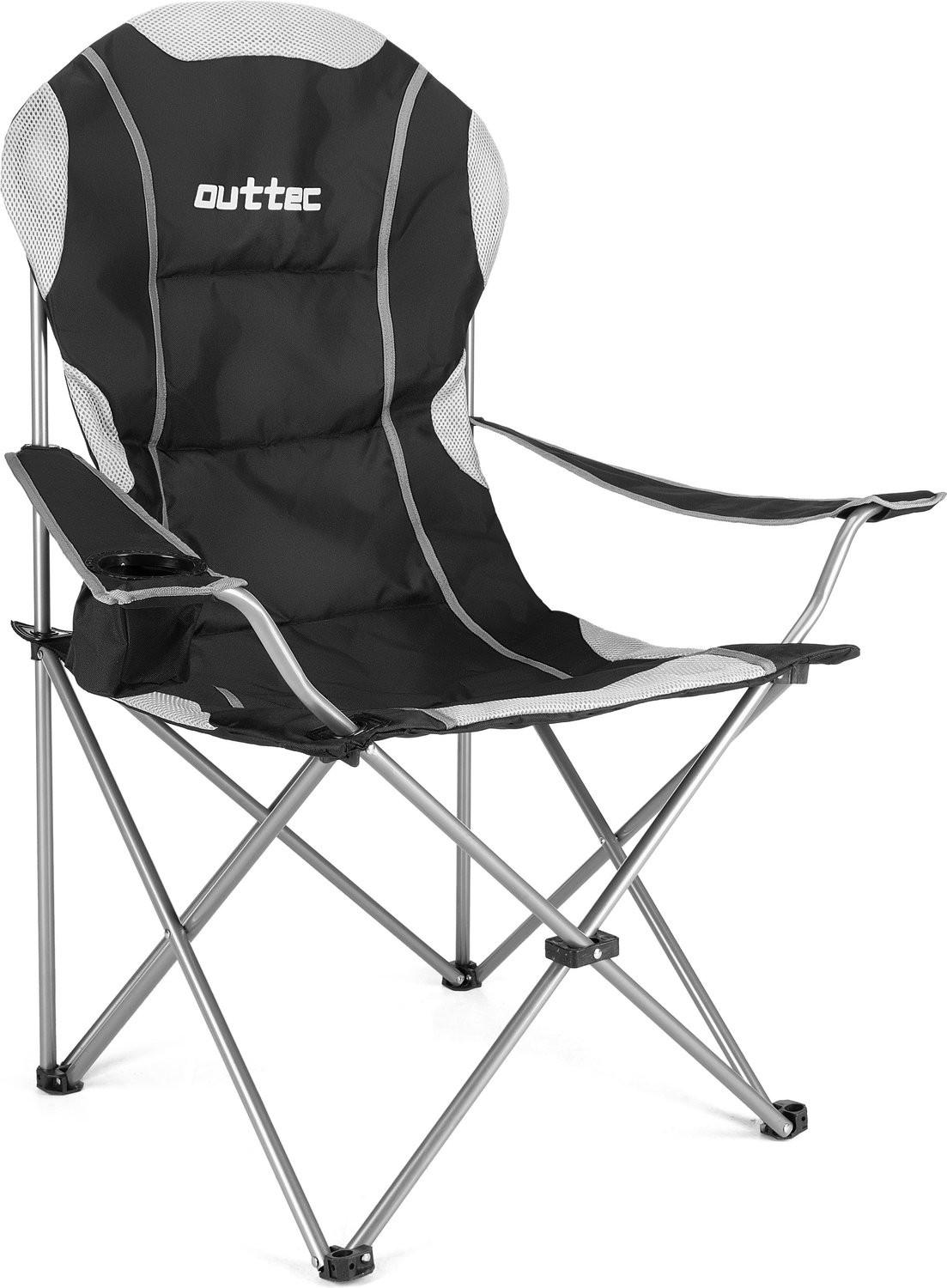 CAMPINGSESSEL bis 130 kg, mit Getränkehalter und Tragetasche - Schwarz, Textil/Metall (89/104/56cm) - Outtec