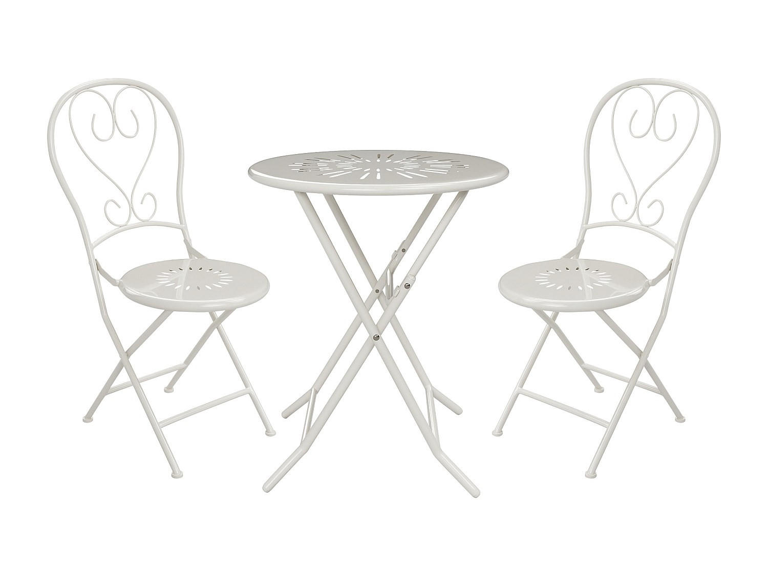 GARTENESSGRUPPE im Set - 2 -Sitzer - Stahl - weiß - GUERMANTES - Weiß, Metall - Vente-Unique