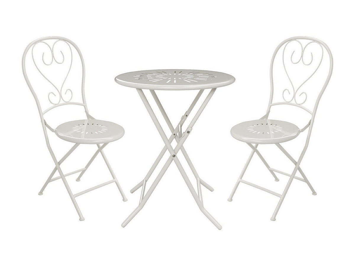 GARTENESSGRUPPE im Set - 2 -Sitzer - Stahl - weiß - GUERMANTES - Weiß, Metall - Vente-Unique