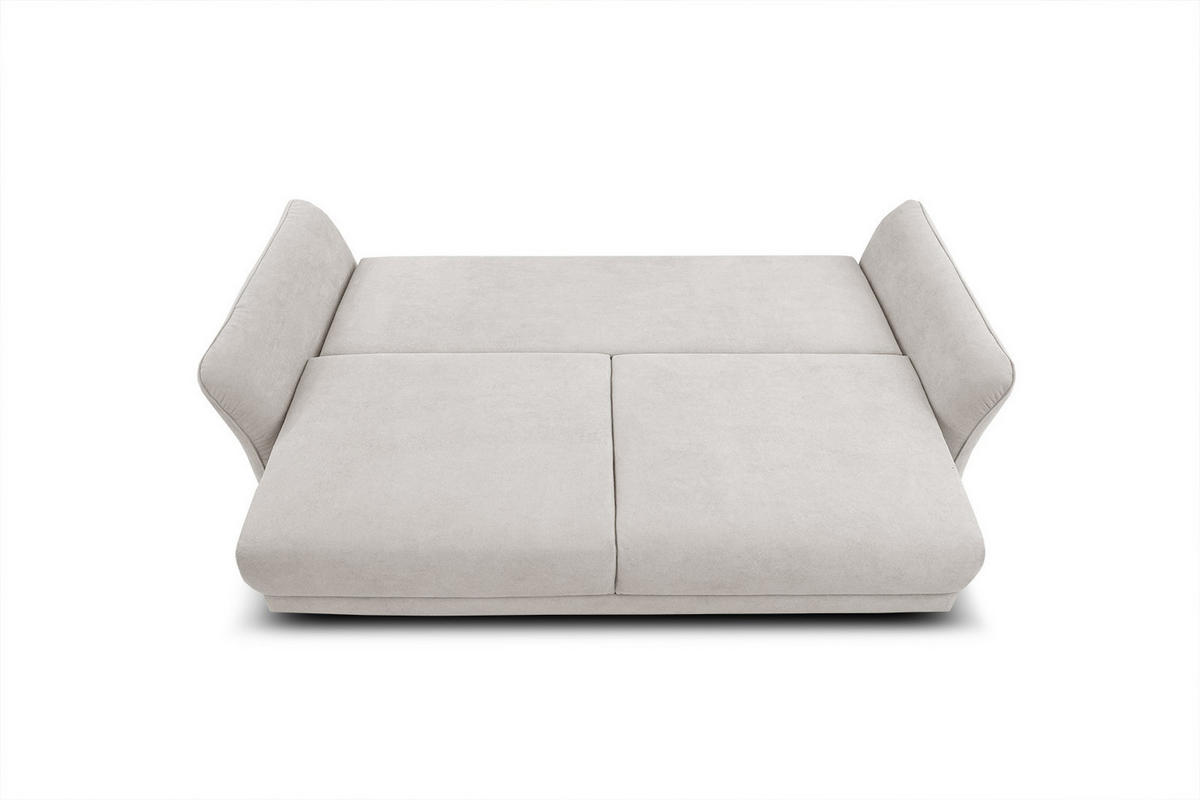 SOFA FIGARI 3-Sitzer mit Schlaffunktion, ecru - Ecru/Braun, Holz/Textil (232/90/107cm) - Courtois Laville