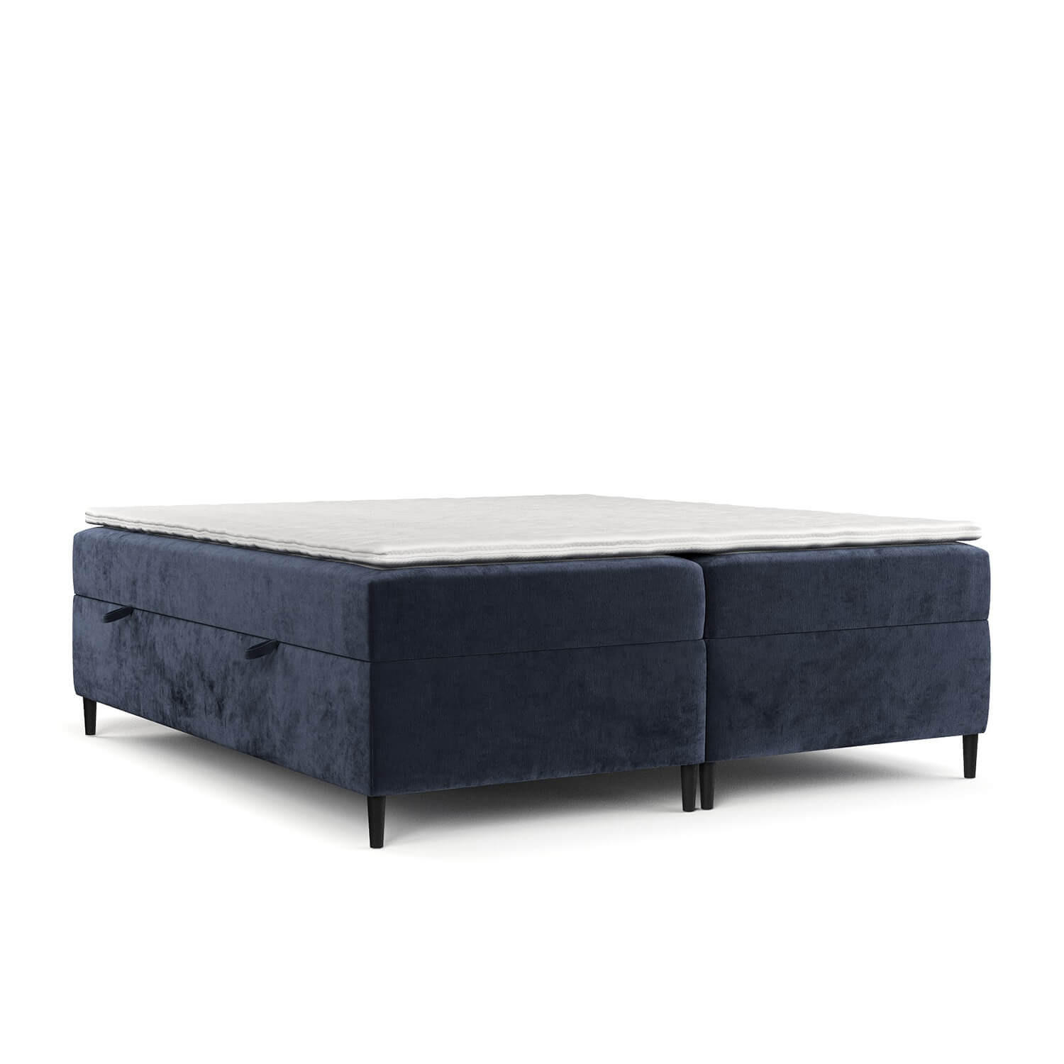 BOXBETT Theo 200/200 cm Marineblau im Lotta Stoff - Schwarz/Dunkelblau, Holz/Holzwerkstoff (200/200cm) - AltaBeds