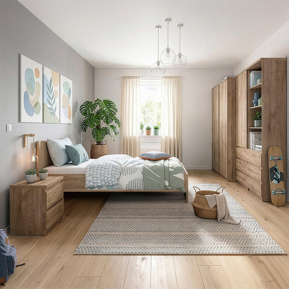 KLEIDERSCHRANK Fortaleza-129 - Braun, Holzwerkstoff (83/200/58cm) - Lomado