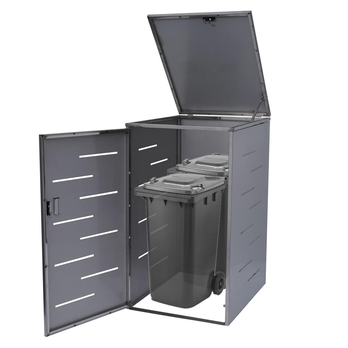 1ER-/2ER-MÜLLTONNENVERKLEIDUNG Silber - Silberfarben, Metall (71/116/98cm) - MCW