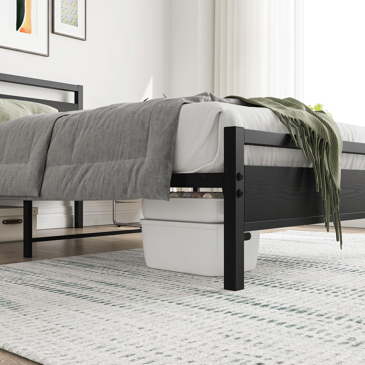 METALLBETT 90/200 cm DE-33024 mit Lattenrost und Stauraum Schwarz - Schwarz, Metall (90/200cm) - ComfortXL