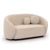 2-SITZER-SOFA Roundi Cremeweiß Bouclé - Creme/Schwarz, Holz/Kunststoff (150/76/80cm) - S-Style Möbel
