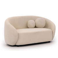 2-SITZER-SOFA Roundi Cremeweiß Bouclé - Creme/Schwarz, Holz/Kunststoff (150/76/80cm) - S-Style Möbel