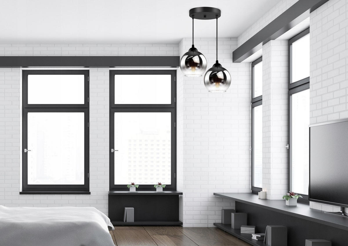 PENDELLEUCHTE MASUR - Transparent/Anthrazit, Glas/Metall (30/30/80cm) - kiki design
