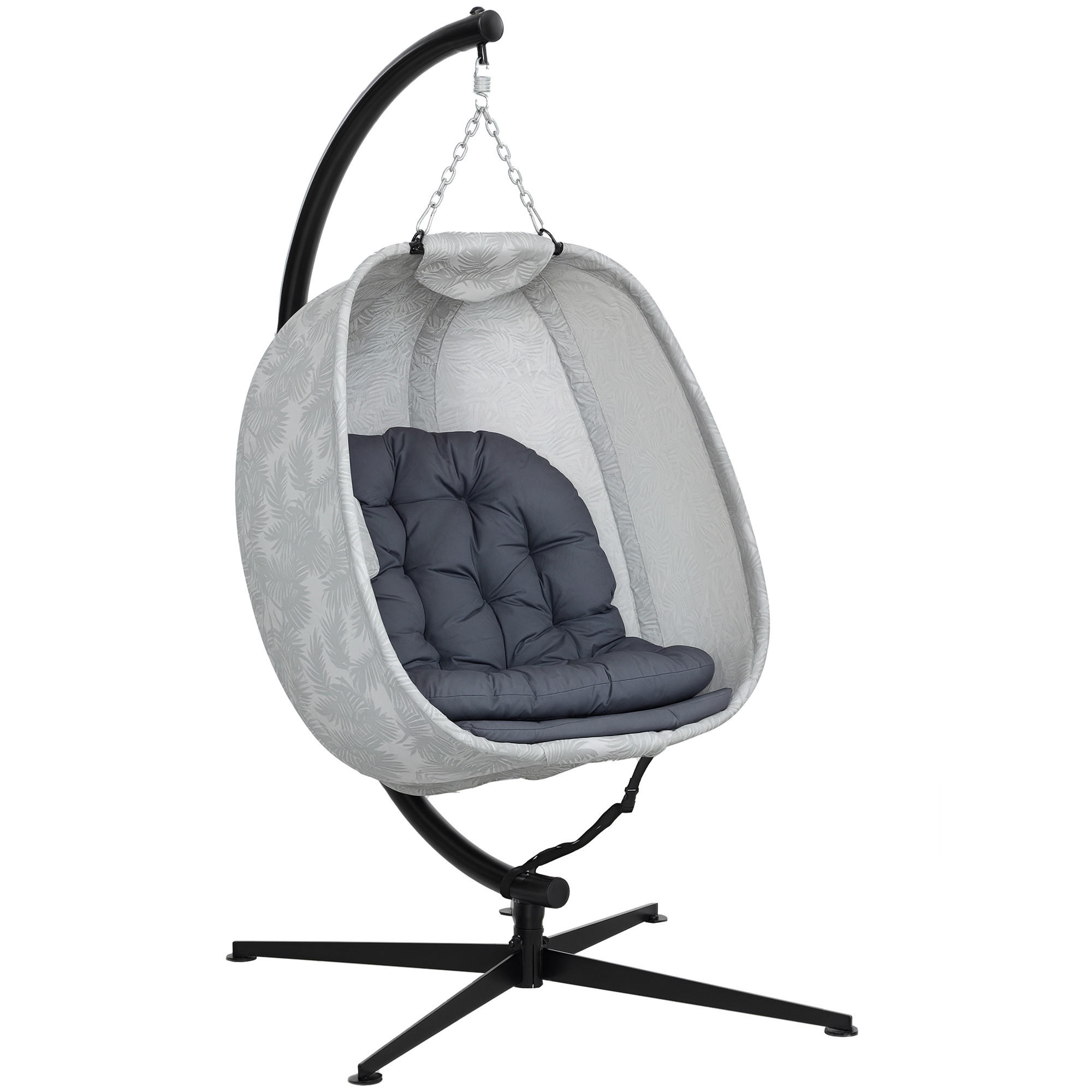 HÄNGESESSEL DE-07040 faltbarer Korb, Becherhalter, bis 120 kg Grau - Grau, Metall (90/180/126cm) - ComfortXL
