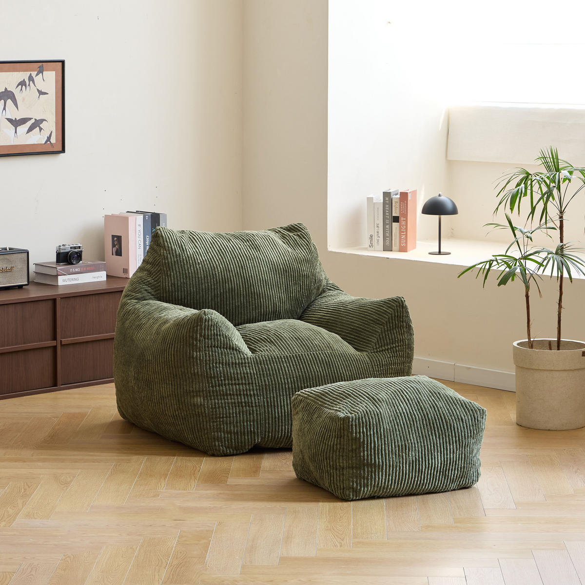POUF kord Grün - Grün, Textil (95/80/95cm) - Nordlys