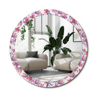 SPIEGEL Rund Ø 100 cm mit Aufdruck - Pink, Glas (100/100/0.4cm) - Wallfluent