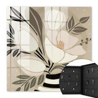 SCHLÜSSELBOX Schwarz 30x30 cm- Türöffnung nach rechts - Floraler Minimalismus - Beige, Metall (30/30/5cm) - TULUP