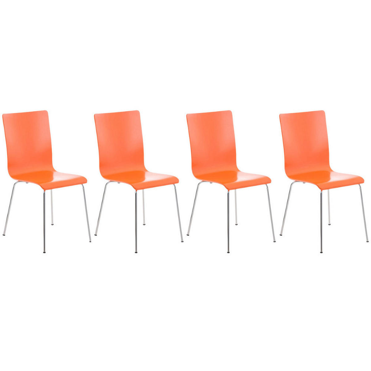 BESUCHERSTUHL 4er Set Tunis Holz Orange Konferenzstuhl Bürostuhl - Orange, Holz (43/87/47cm) - DELUKE