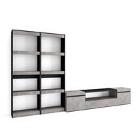 WOHNWAND zementgrau, 320/35/186cm - Hellgrau, Holzwerkstoff (320/186/35cm) - Skraut Home