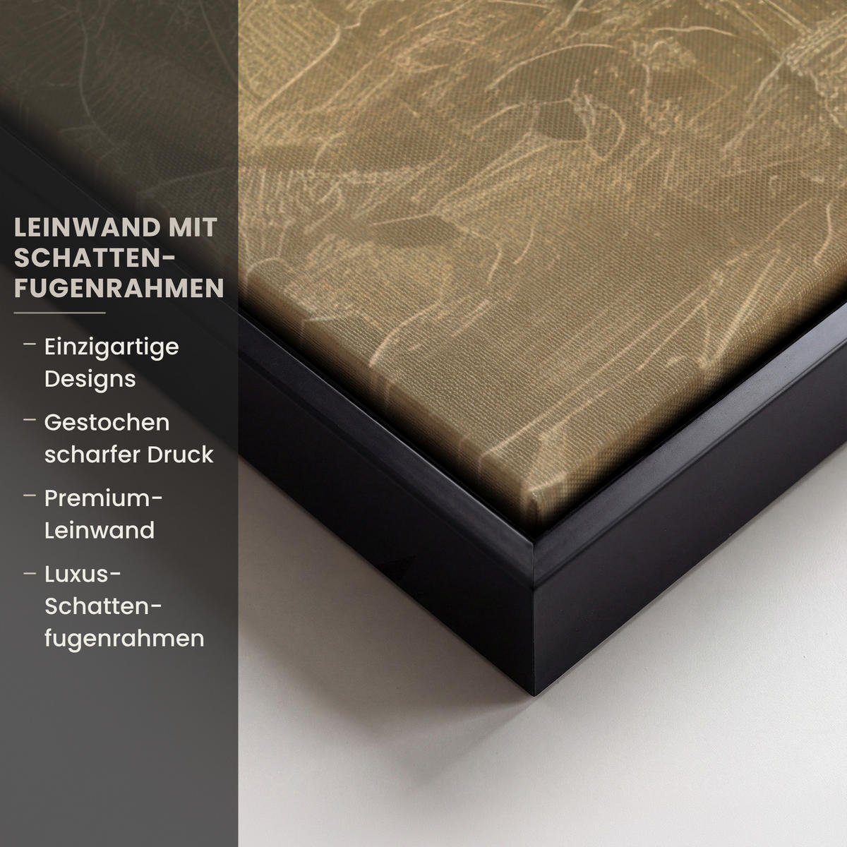 LEINWAND Bilder mit Rahmen - Gesicht - Blumen - Gold - Abstrakt - 50x50 - Goldfarben, Textil (50/50cm) - MuchoWow
