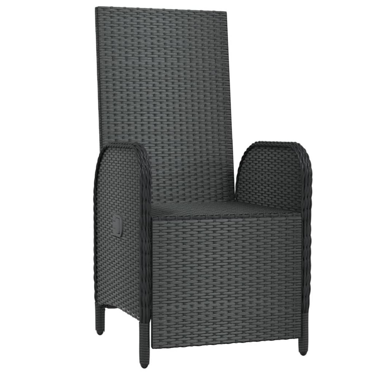 GARTEN-RELAXSESSEL mit Kissen 2 Stk. Poly Rattan Schwarz - Schwarz, Kunststoff (57/109/62.5cm) - furnicato