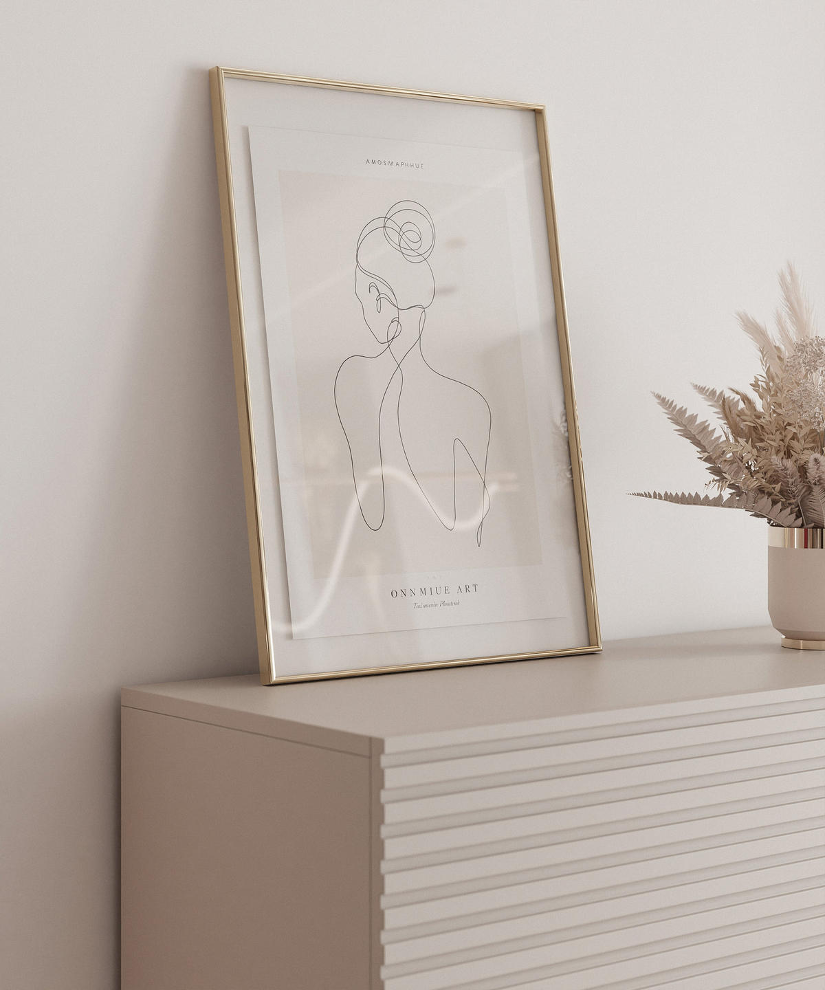 HIGHBOARD Linearis Kaschmirgrau 92 cm - Taupe/Goldfarben, Holzwerkstoff/Metall (91.9/105.4/35cm) - Selsey