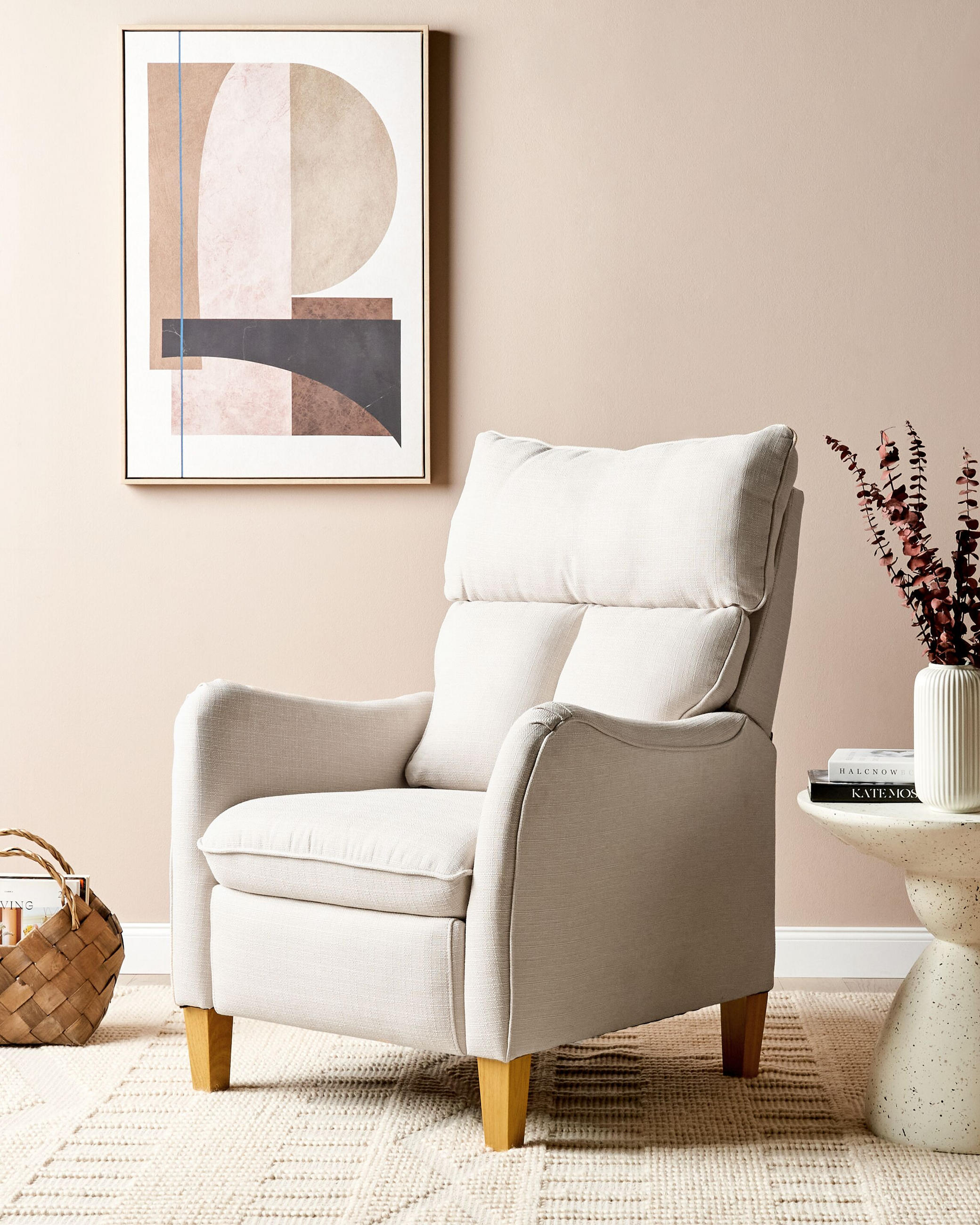 SESSEL hellbeige manuell verstellbar Royston - Hellbraun/Beige, Textil (68/108/73cm) - Beliani