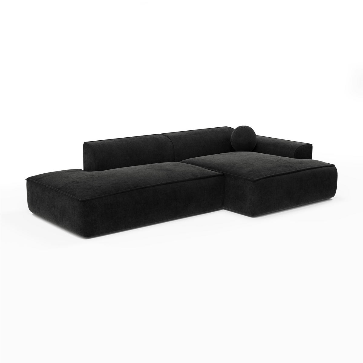 ECKSOFA RECHTS Samt Dunkles Anthrazit 300cm - Anthrazit, Textil (300/155cm) - Sia Home