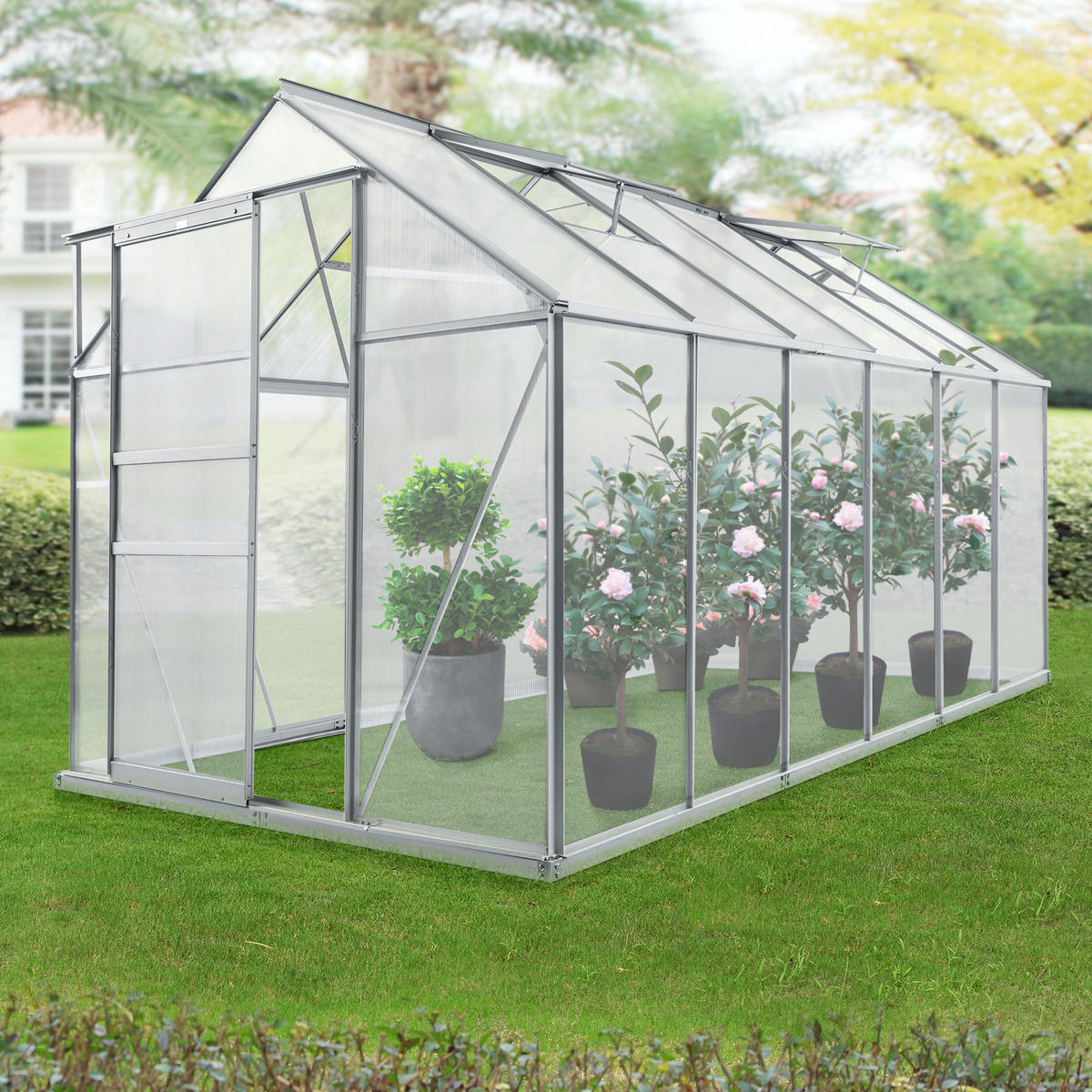 TREIBHAUS Oisterwijk - Transparent, Kunststoff/Metall (370/195/190cm) - [en.casa]