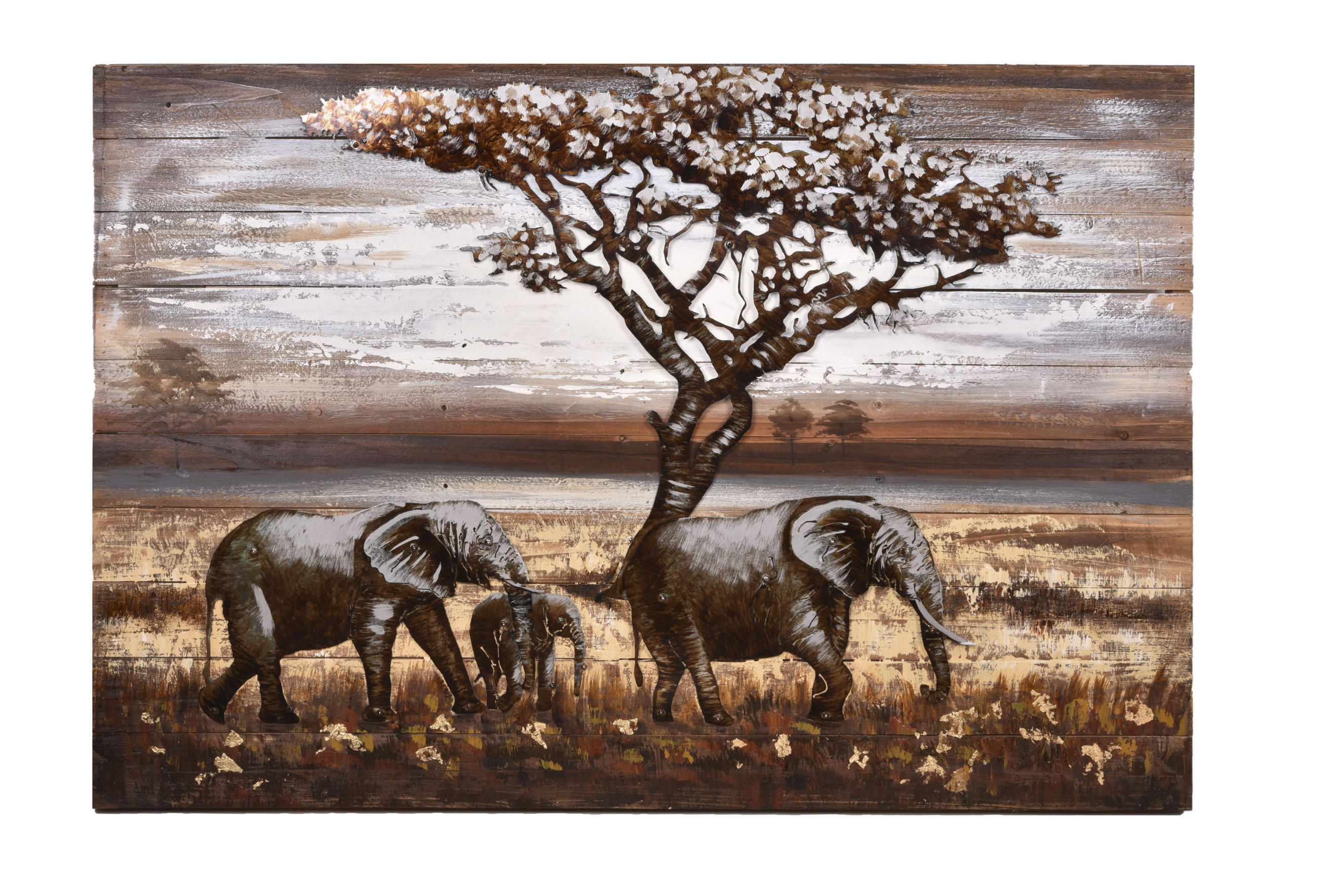 3D-METALLBILD Elefanten Stahl Bunt 7x80x120cm - Multicolor, Metall (80/7cm) - DELUKE