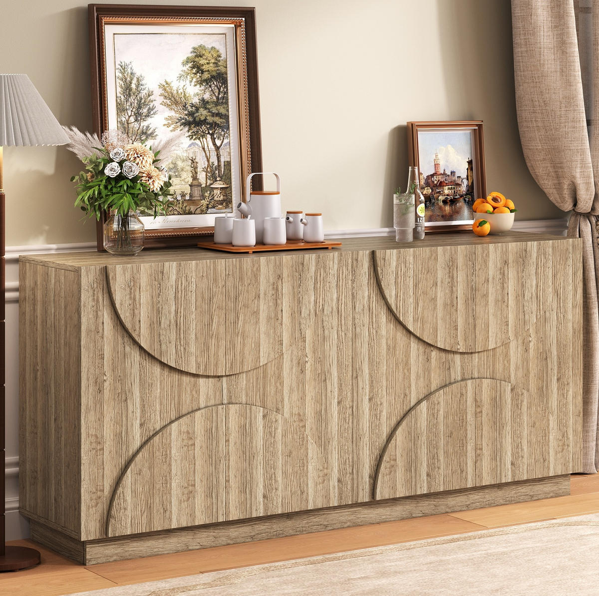 SIDEBOARD z dřevotřísky, 160/40/80 cm, přírodní - přírodní, kompozitní dřevo (160/80/40cm) - BEAOK