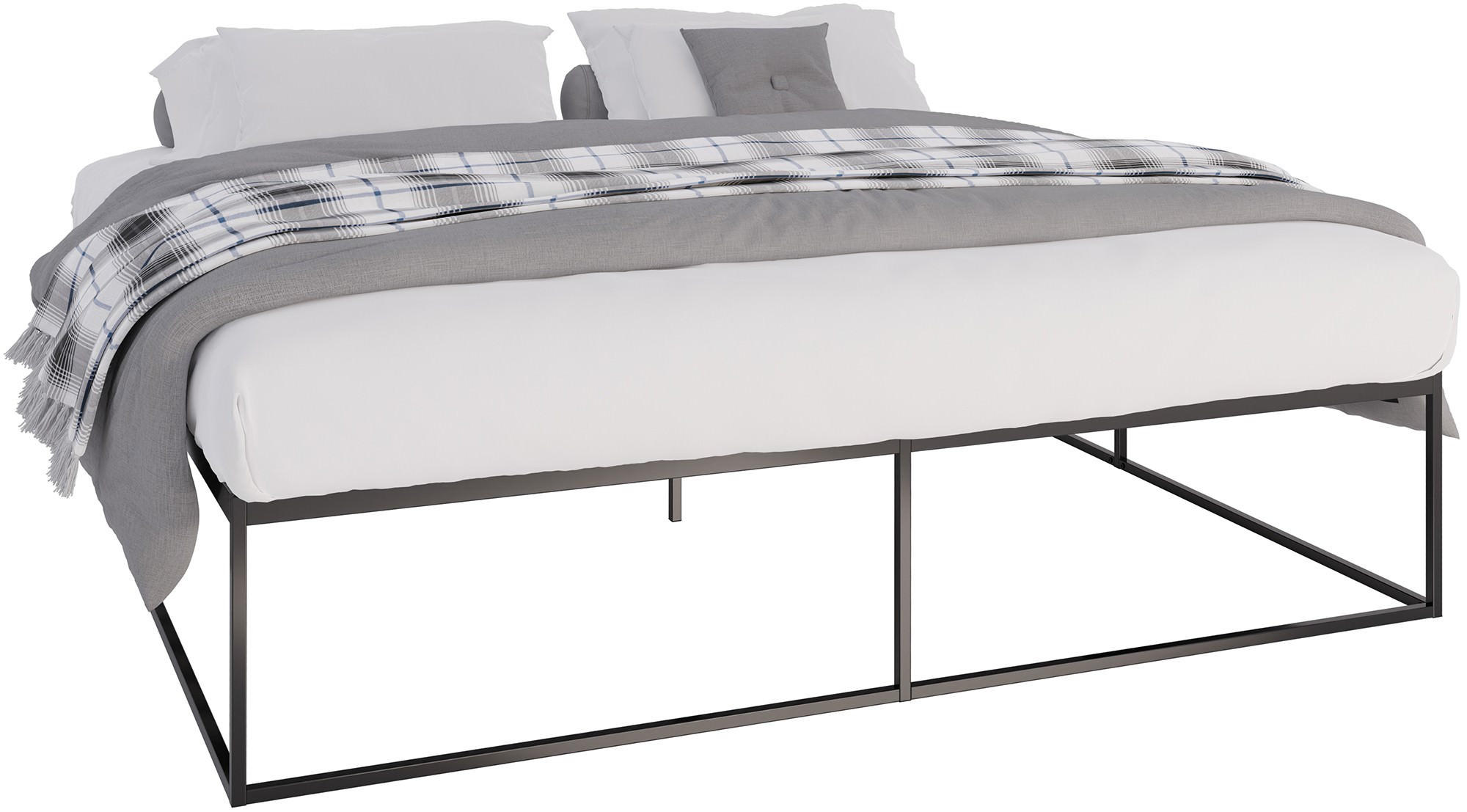 METALLBETT 205.5/205.5/46.5 cm Metall Schwarz - Schwarz, Metall (205.5/205.5cm) - CLP