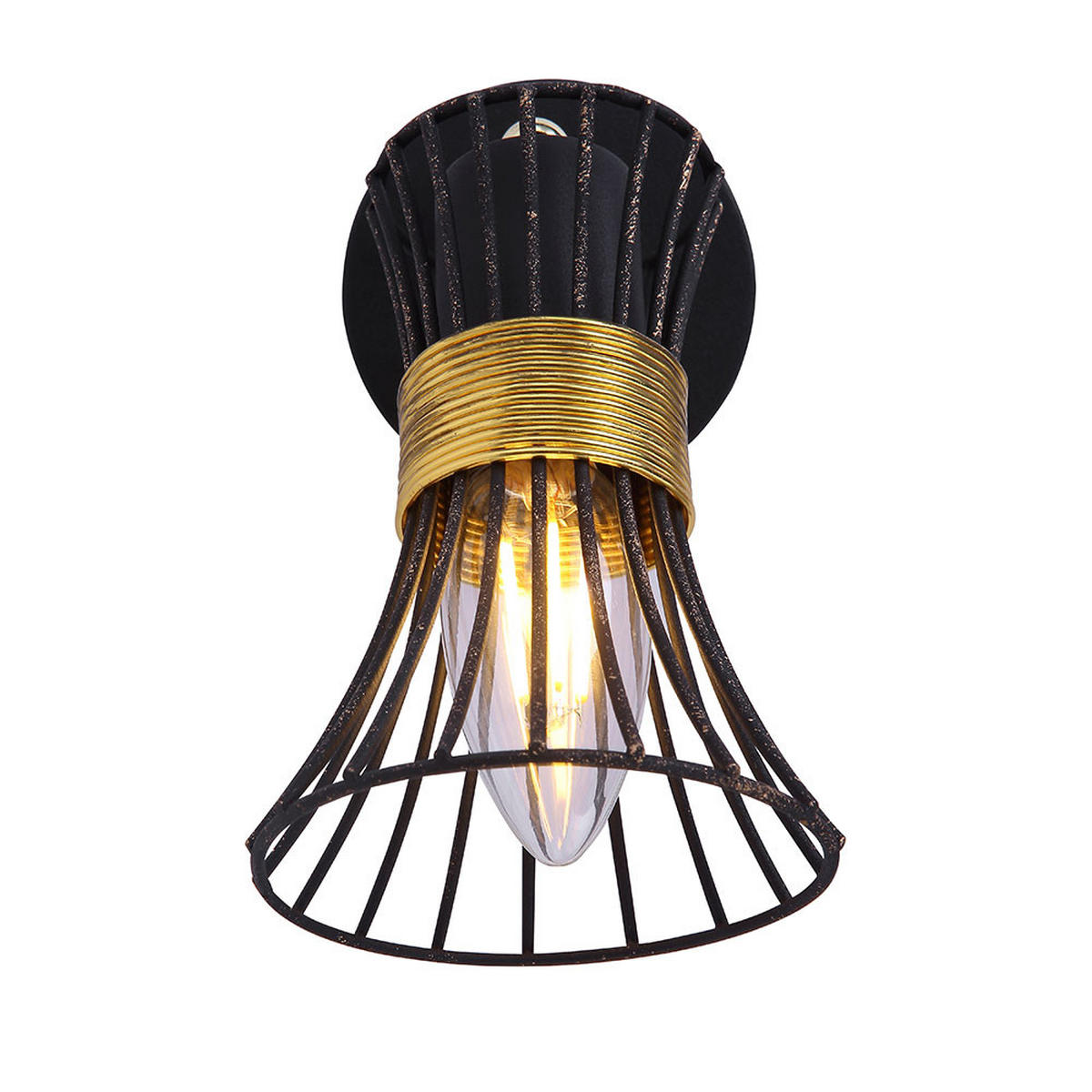 WANDLEUCHTE Metall Schwarz Gold - Schwarz, Metall (9/15.5/11cm) - Globo Lighting