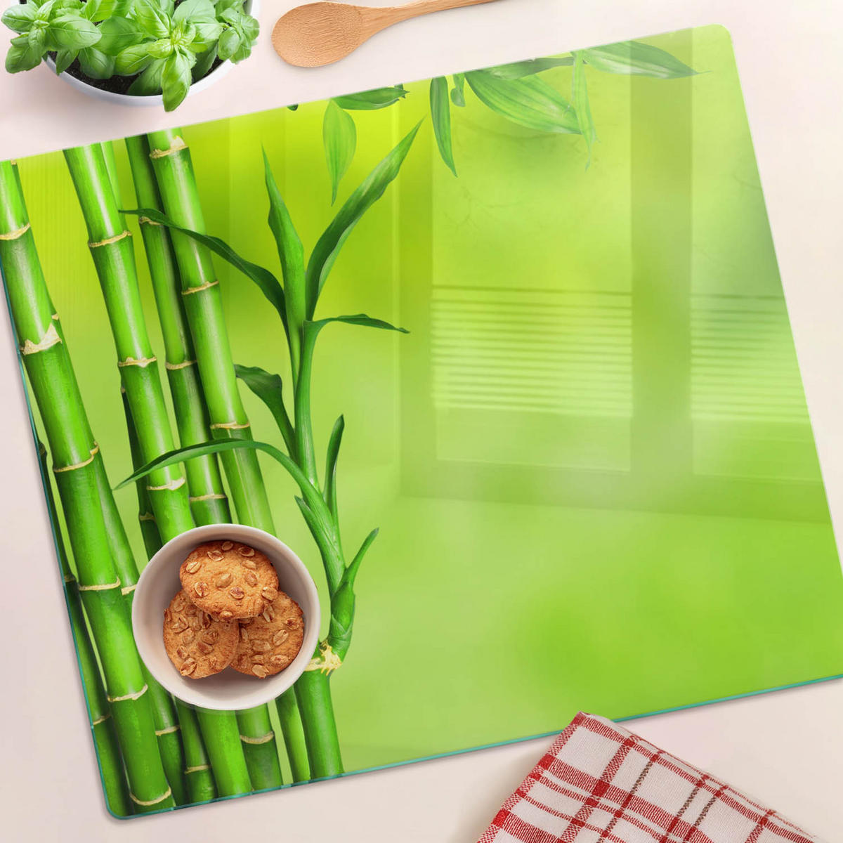 GLASPLATTE 60x52 cm Bambus - Grün, Glas (60/0.4/52cm) - TULUP