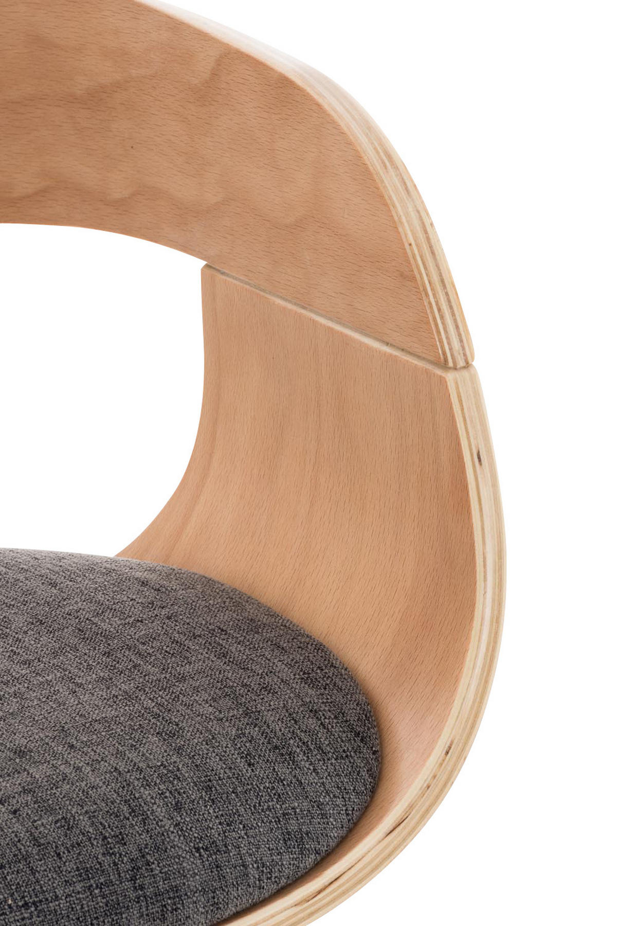 BARHOCKER 2er Set Stoff natura/hellgrau - Chromfarben/Eukalyptusholzfarben, Textil/Metall (50/88/48cm) - CLP