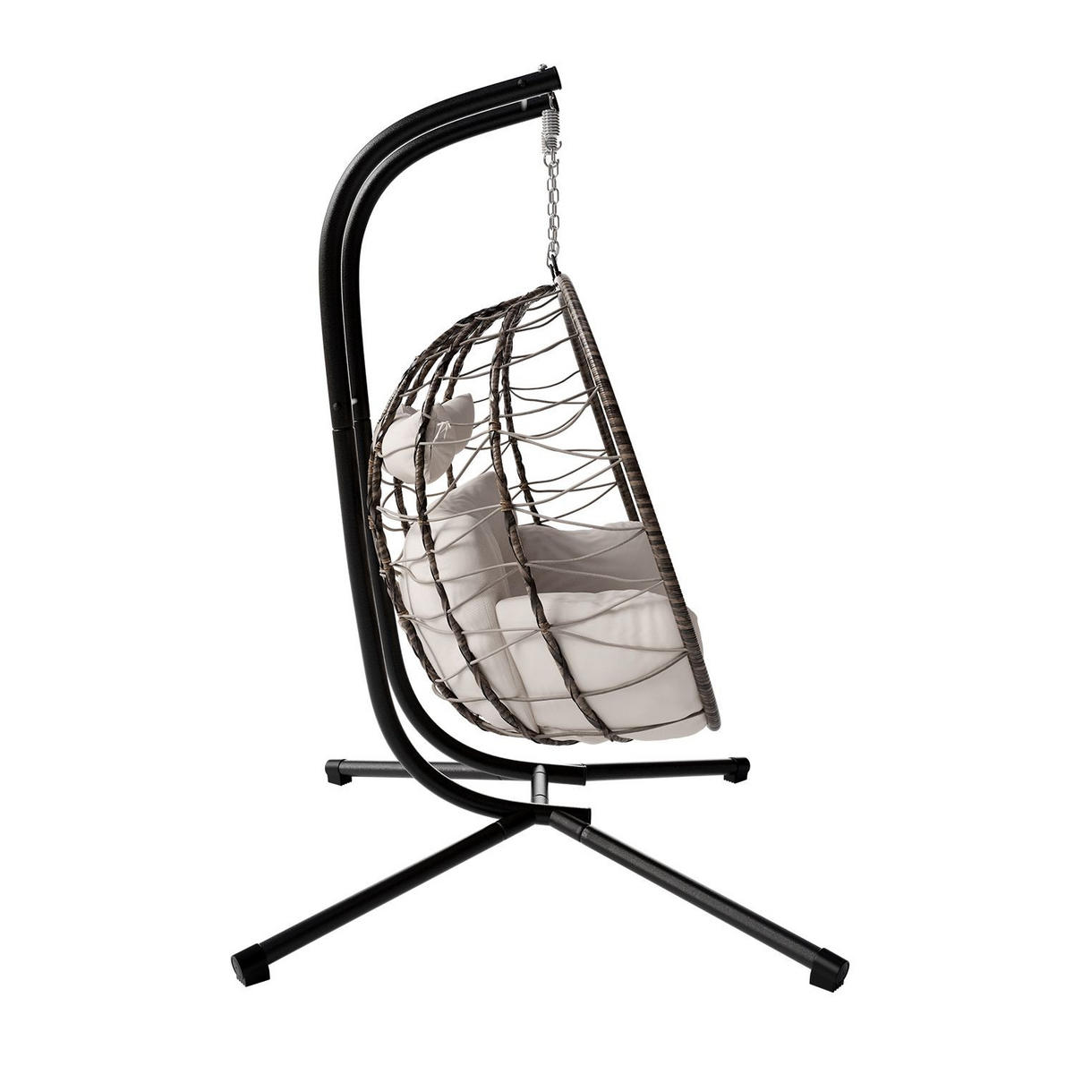 XXL-KORBHÄNGESESSEL Aria beige inkl. waschbare Bezüge - Naturfarben, Kunststoff/Metall (130/197/127cm) - Juskys