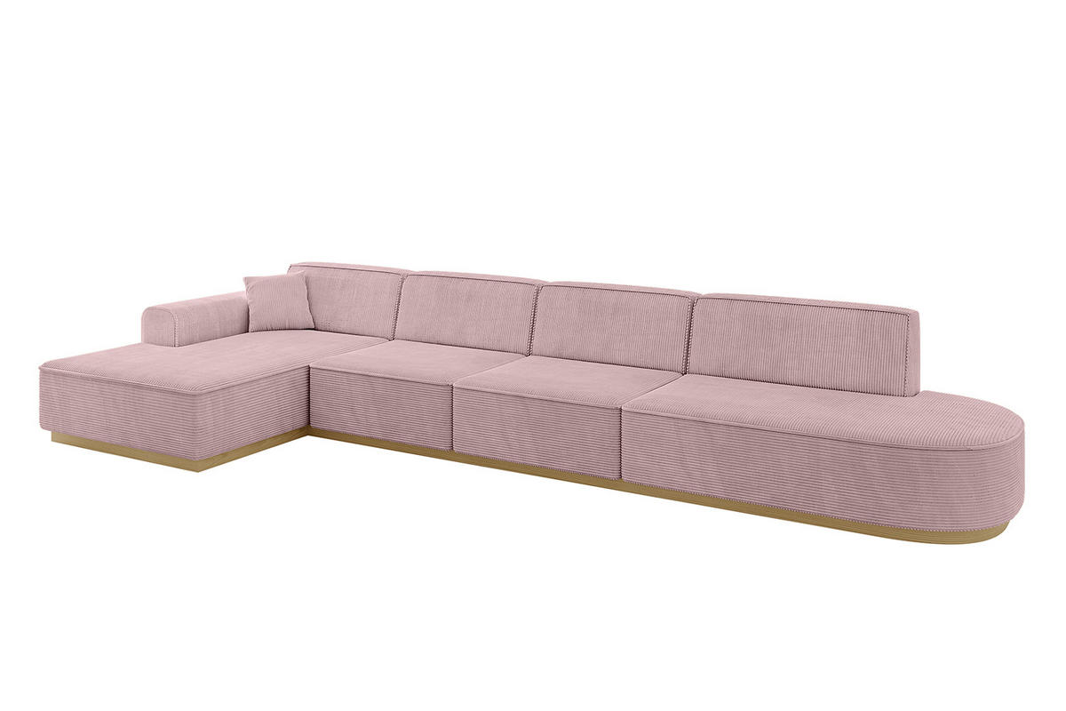 ECKSOFA Ottomane Links IREA-L3-v2 - 403x165x81 cm Rosa - Rosa, Holzwerkstoff/Textil (403/165cm) - ALTDECOR