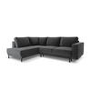 AUSKLAPPBARES-ECKSOFA links Caro aus Samt grau 5 Sitzplätze - Grau, Textil (187/247cm) - Micadoni