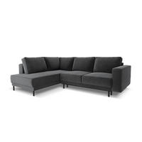 AUSKLAPPBARES-ECKSOFA links Caro aus Samt grau 5 Sitzplätze - Grau, Textil (187/247cm) - Micadoni