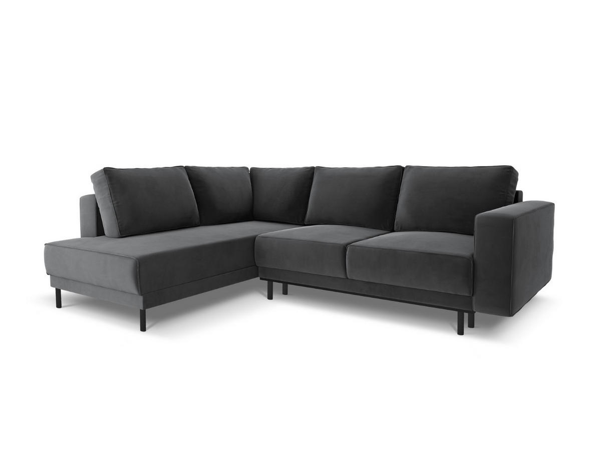 AUSKLAPPBARES-ECKSOFA links Caro aus Samt grau 5 Sitzplätze - Grau, Textil (187/247cm) - Micadoni