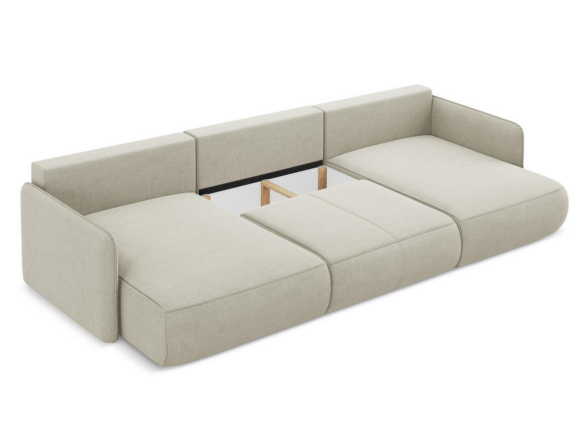WOHNLANDSCHAFT Strukturstoff Stoff Beige - Beige/Creme, Kunststoff/Textil (290/86/148cm) - Makamii