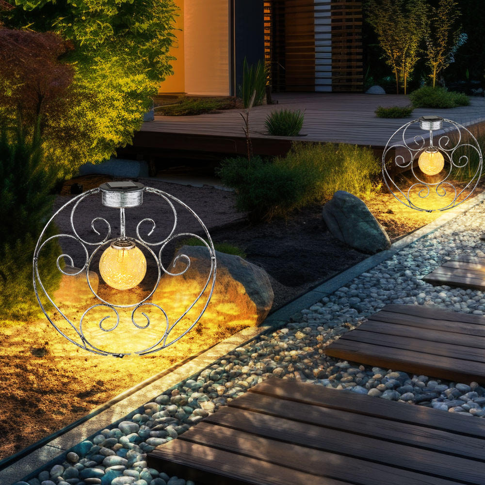 LED AUSSENLEUCHTE Metall Silber Kugel - Silberfarben, Glas (30/8.5/41cm) - Globo Lighting