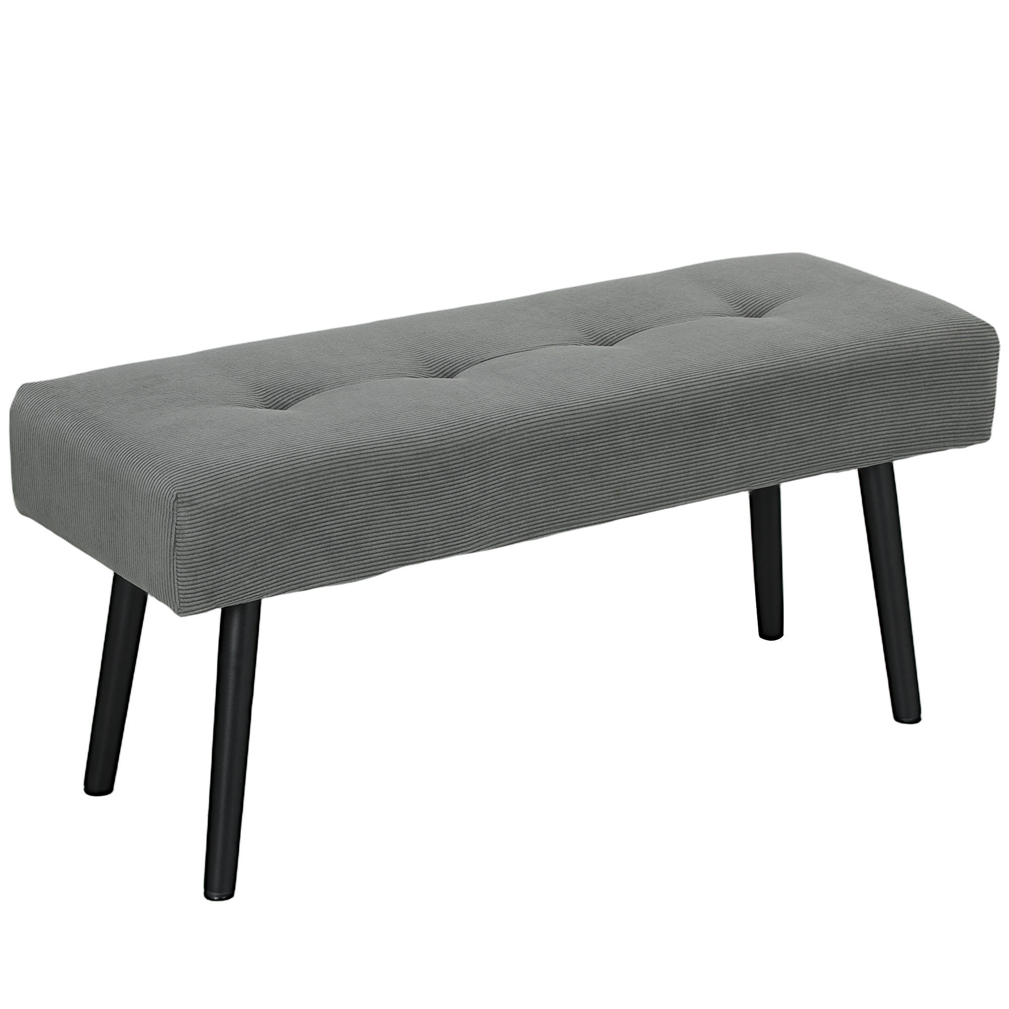 SITZBANK Polsterbank mit Cordbezug, Bettbank mit Metallbeine, Schuhbank Grau - Grau, Kunststoff (36/45/100cm) - HOMCOM