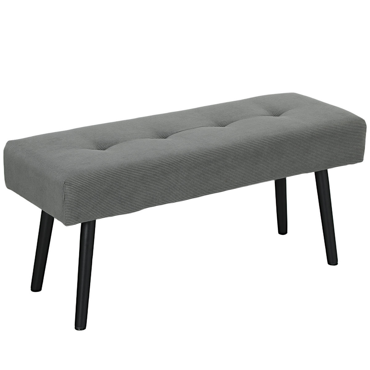 SITZBANK Polsterbank mit Cordbezug, Bettbank mit Metallbeine, Schuhbank Grau - Grau, Kunststoff (36/45/100cm) - HOMCOM