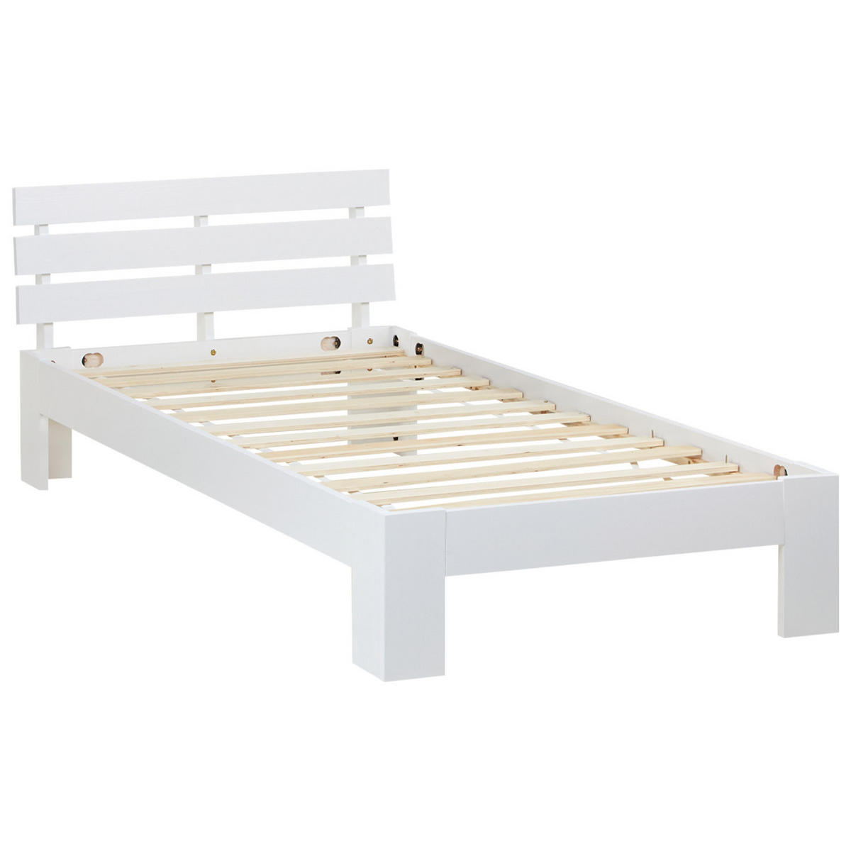 HOLZBETT Weiß 90/200 cm mit Lattenrost - Weiß, Holz (90/200cm) - Homestyle4u