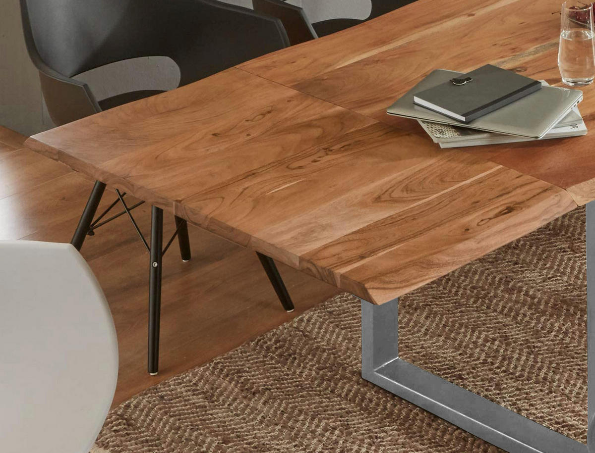 ESSTISCH ADINA - Beige/Silberfarben, Holz/Metall (90/160/76cm) - SAM