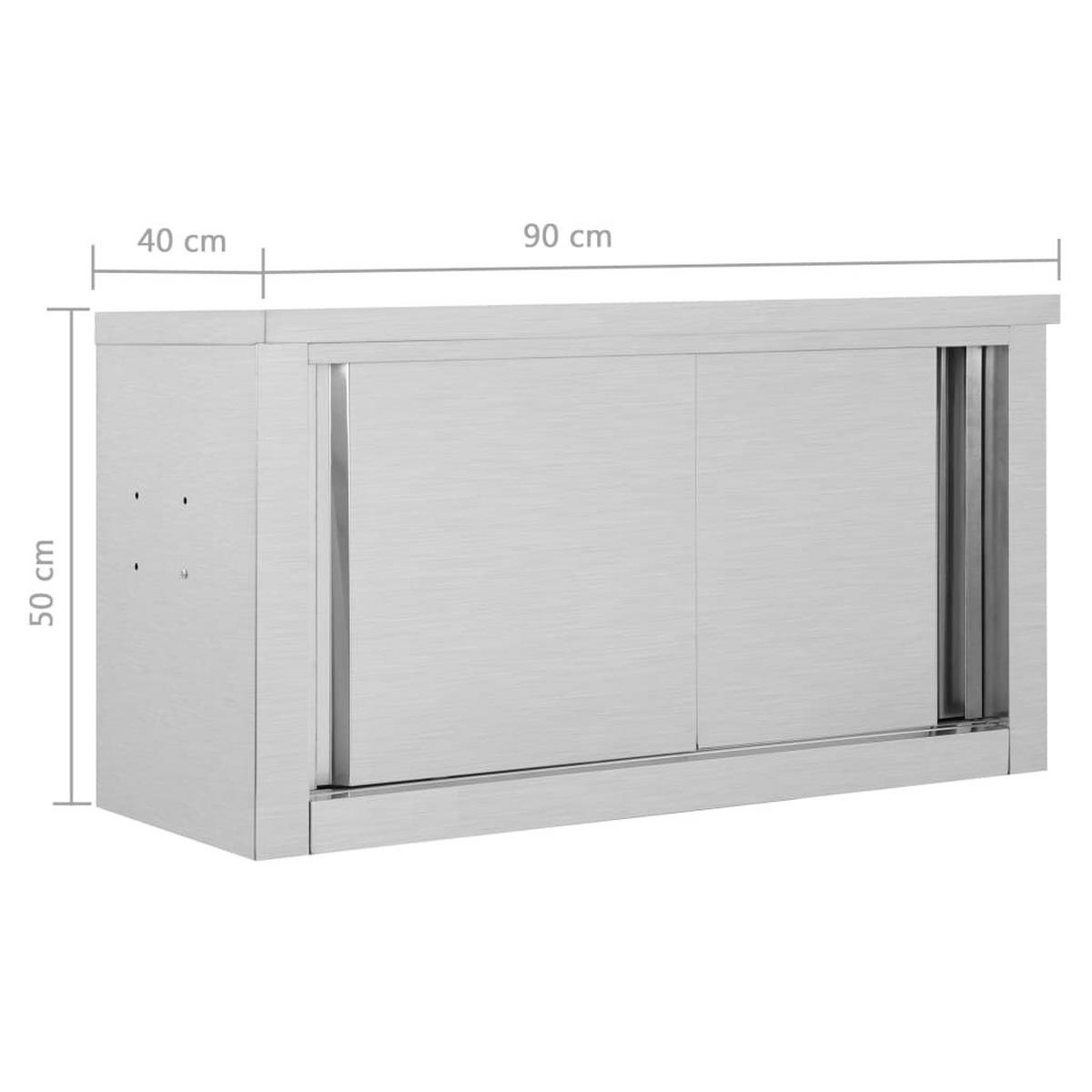 WANDHÄNGESCHRANK Mit Schiebetüren 90/40/50 Cm Edelstahl - Silberfarben/Grau, Metall (40/50/90cm) - vidaXL