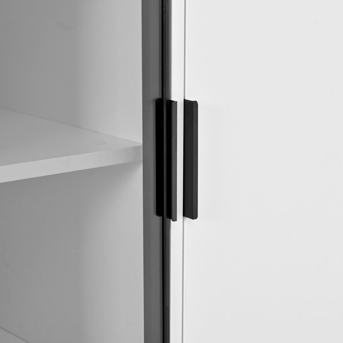 SIDEBOARD aus MDF und Spanplatte 160x36x78 cm Weiß mit LED-Beleuchtung, Glastüren und 3 Schubladen - Weiß, Holzwerkstoff (160/78/36cm) - IVMEU