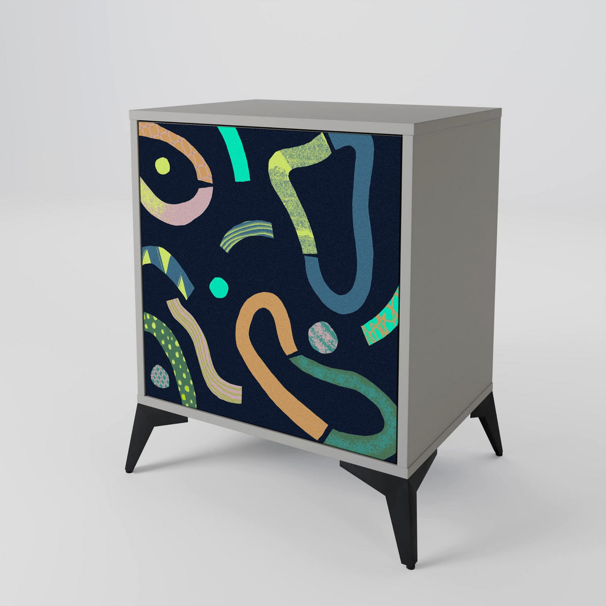 SIDEBOARD CONTRAST DANCE, Grau, 57,5x42x57,5 cm, Ohne Füße - Multicolor/Grau, Holzwerkstoff (57.5/57.5/42cm) - SpaceRebels