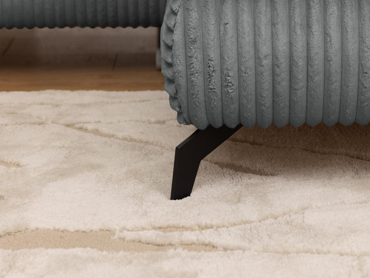 ECKSOFA mit Schlaffunktion und Bettkasten Bonnie aus Grau Cord-Stoff mit verstellbaren Kopfstützen und Armlehne - Ottomane rechts - Schwarz/Grau, Holz/Textil (275/210cm) - S-Style Möbel